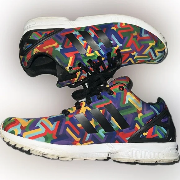 Adidas ZX Flux Torsion sneakers in a multi-color "Art Mosaic Rainbow" print - Picture 9 of 16